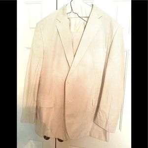 Jos A Bank Seersucker Suit  Tan & White 54L        Pants 48x32